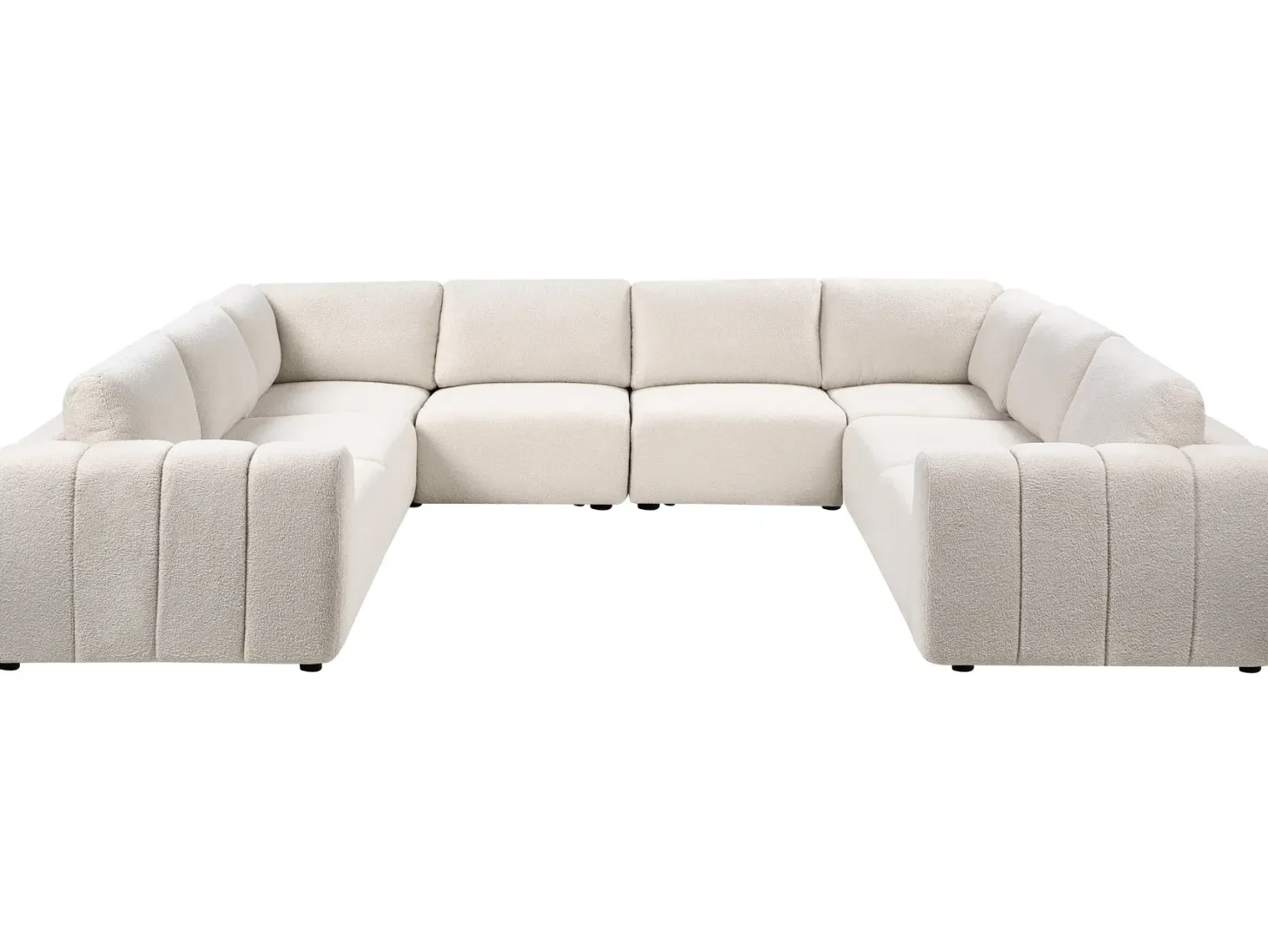 KIVVIK 8 personers U-formet modulsofa Cremehvid Boucle