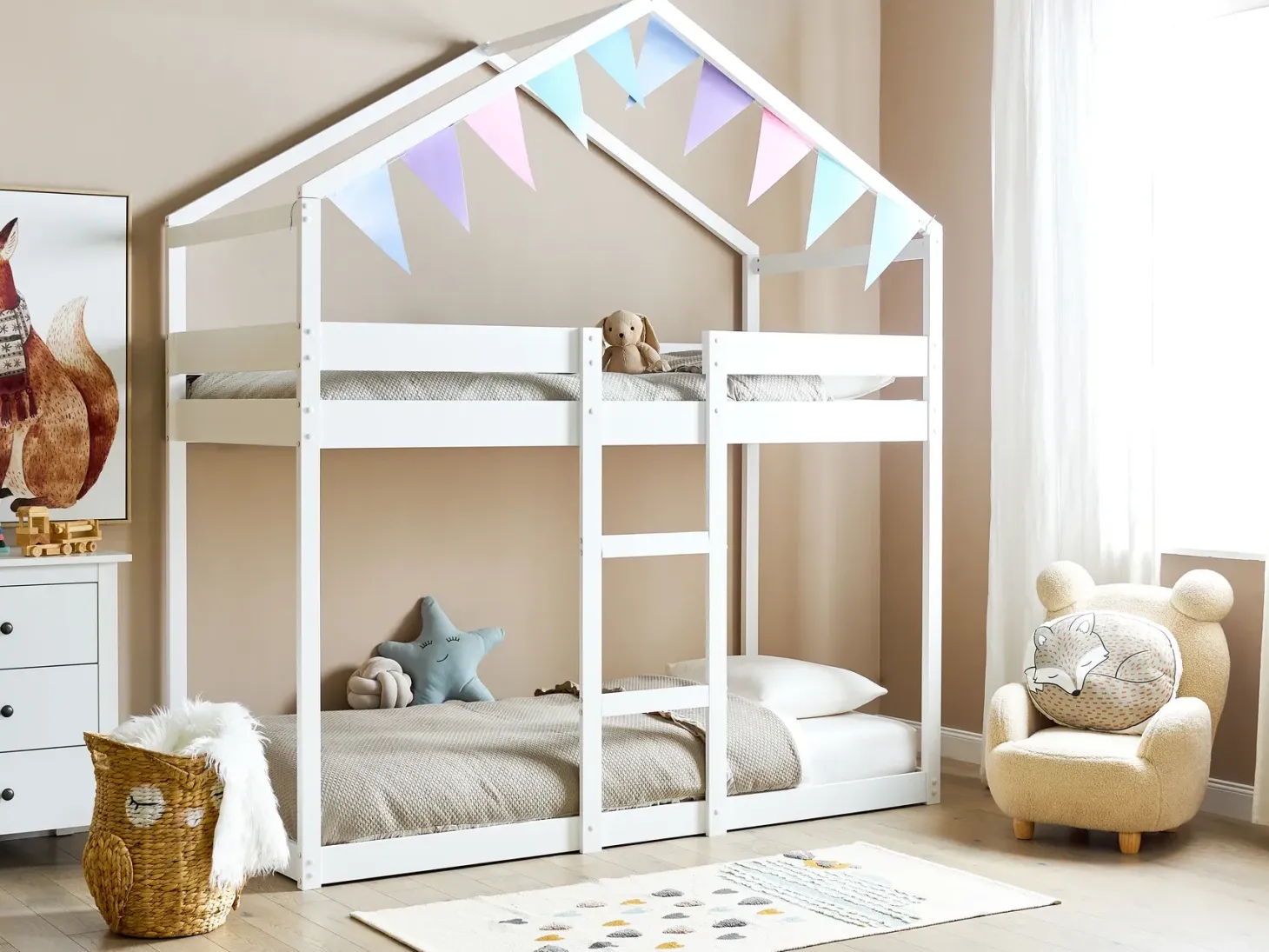 Køjeseng Hus Fyretræ LABATUT 90 x 200 cm Hvid