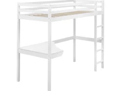 Køjeseng med skrivebord Fyretræ LOURY 90 x 200 cm Hvid