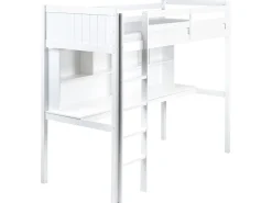 Køjeseng med skrivebord Fyretræ FOUCAMONT 90 x 200 cm Hvid