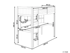 Køjeseng med skrivebord Fyretræ FOUCAMONT 90 x 200 cm Grå