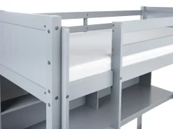 Køjeseng med skrivebord Fyretræ FOUCAMONT 90 x 200 cm Grå
