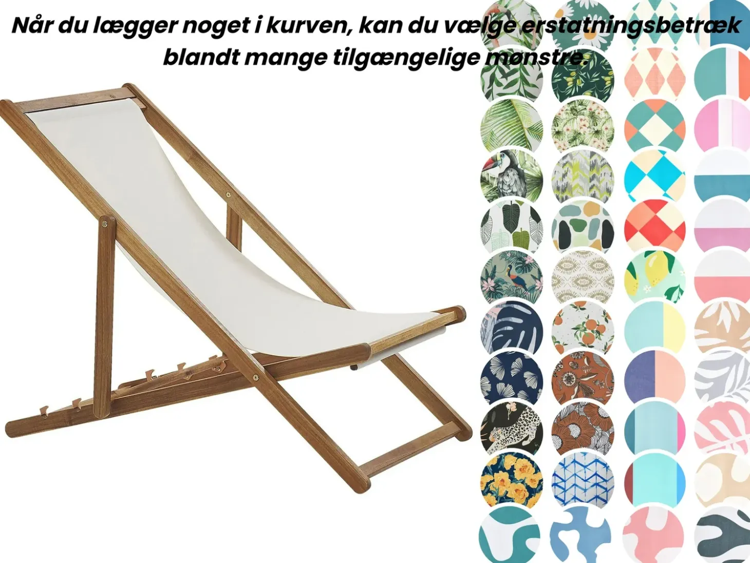 Klap dækstol ANZIO med erstatningsbetræk Akacietræ Lysebrun