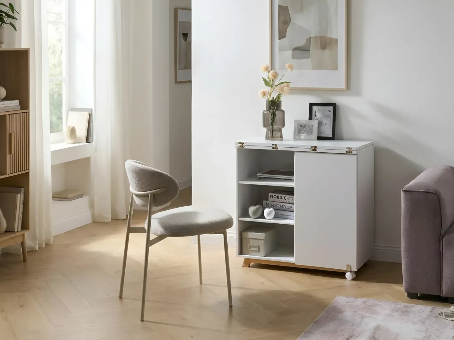 Kommode med skrivebordsfunktion FLOMOT Hvid 80 cm 40/80 cm Foldbar