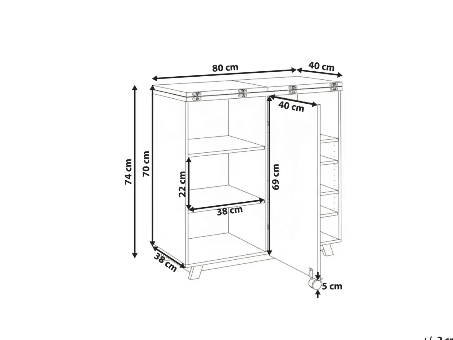 Kommode med skrivebordsfunktion FLOMOT Hvid 80 cm 40/80 cm Foldbar