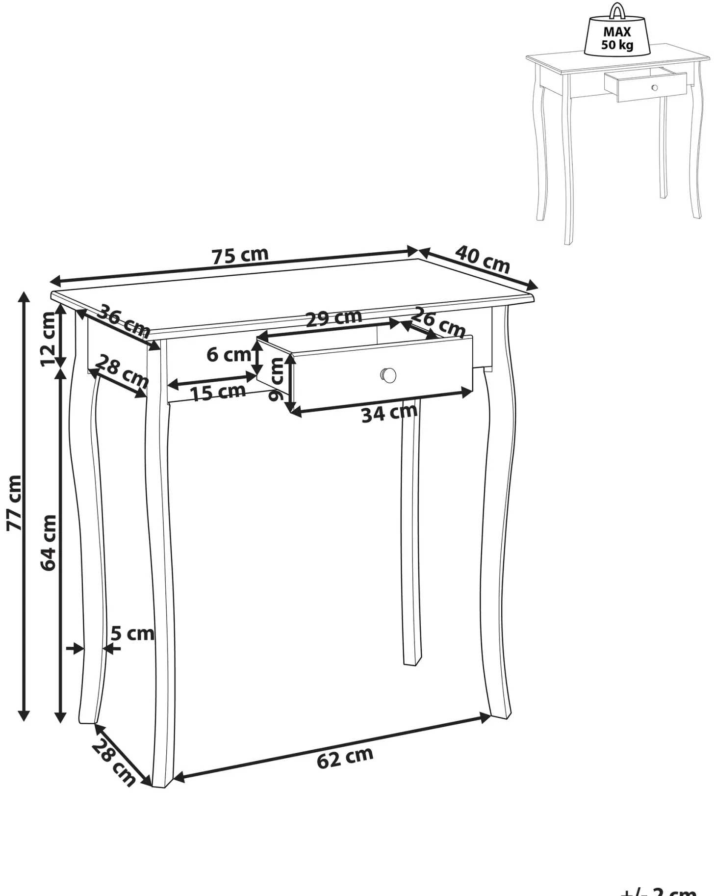 Konsolbord ALBIA Hvid