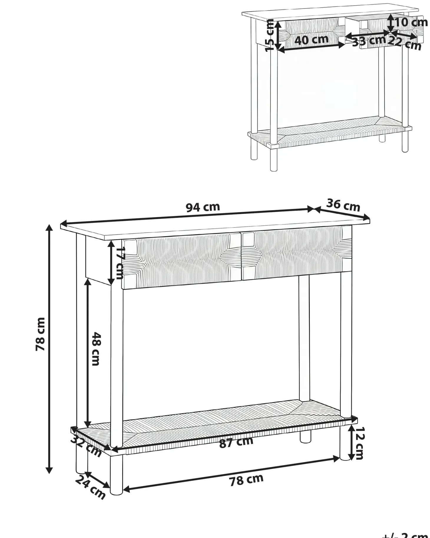 Konsolbord BONDI Lysebrun