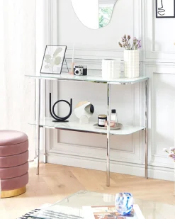 Konsolbord CALVERT Hærdet glas Marmor/sølv