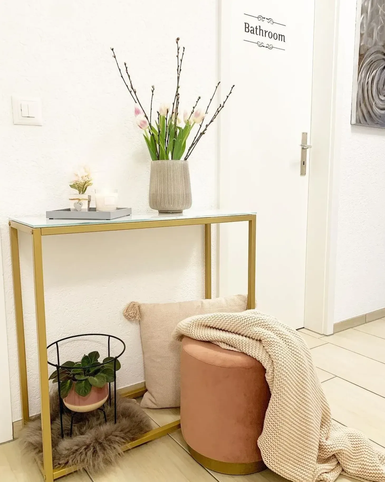 Konsolbord DELANO Hærdet glas Marmor/guld