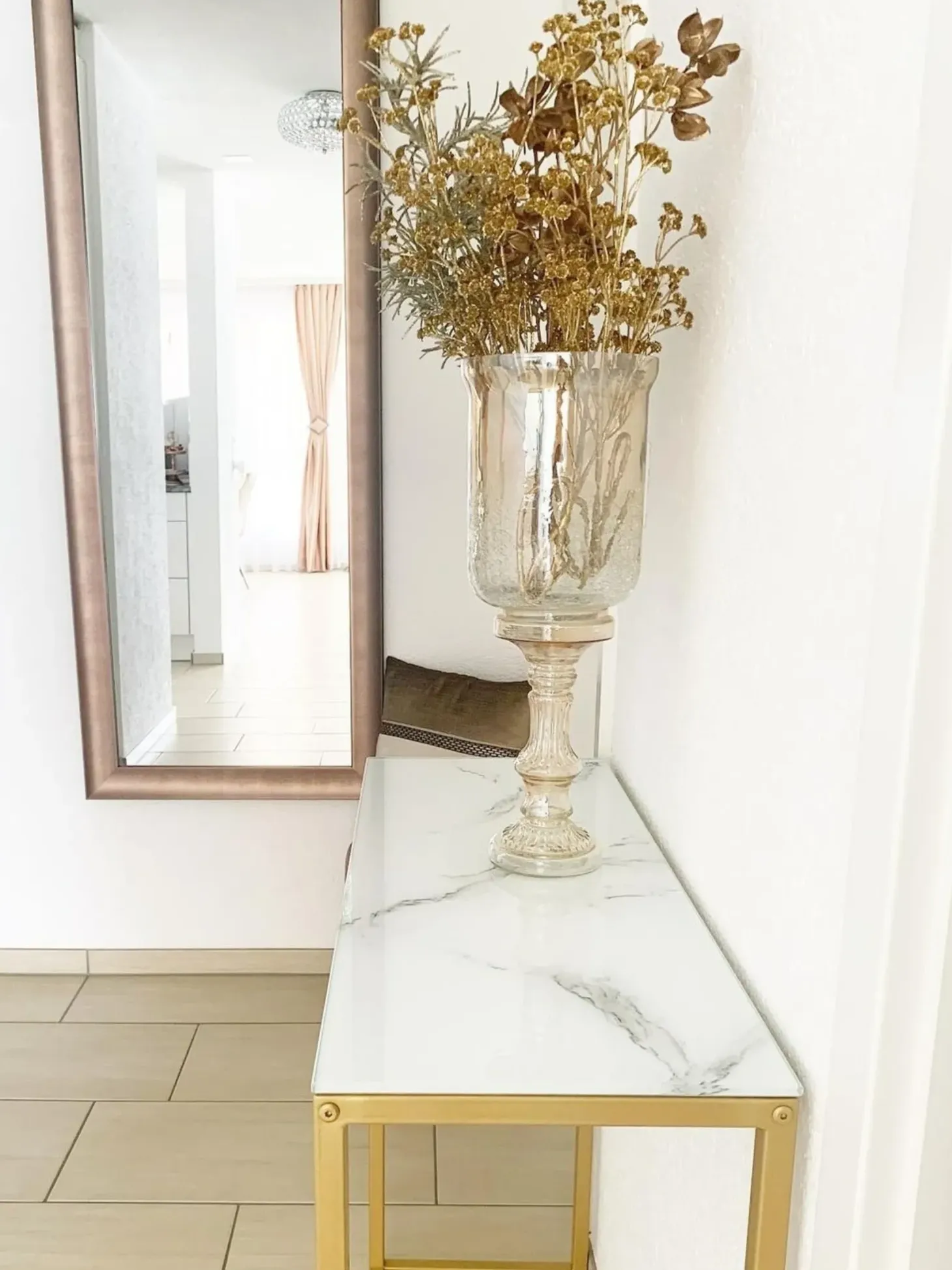 Konsolbord DELANO Hærdet glas Marmor/guld
