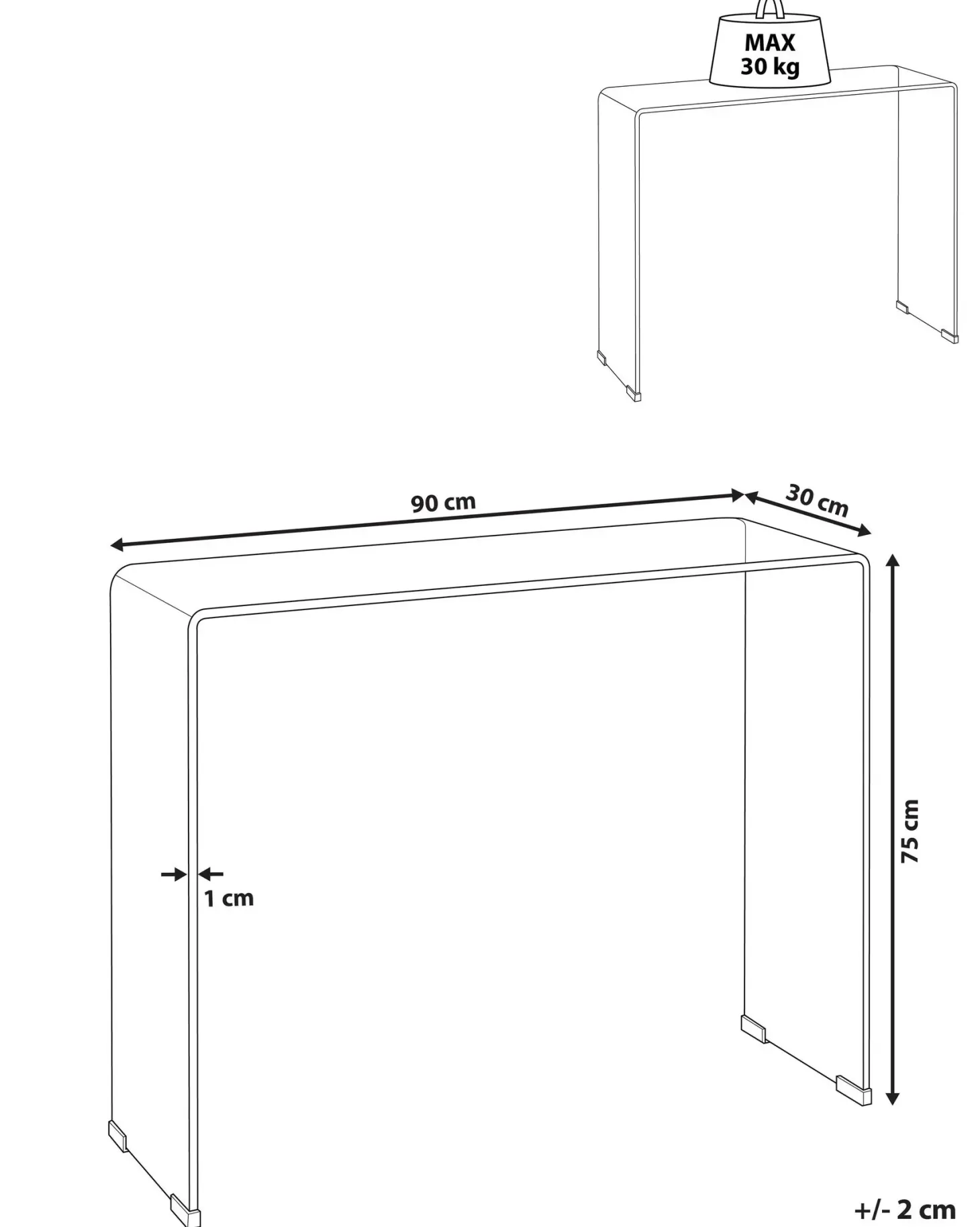 Konsolbord KENDALL Hærdet glas Brun