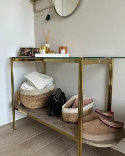 Konsolbord LOVELL Hærdet glas Guld
