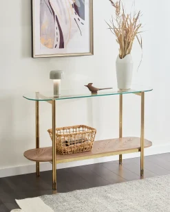 Konsolbord LOVELL Hærdet glas Guld