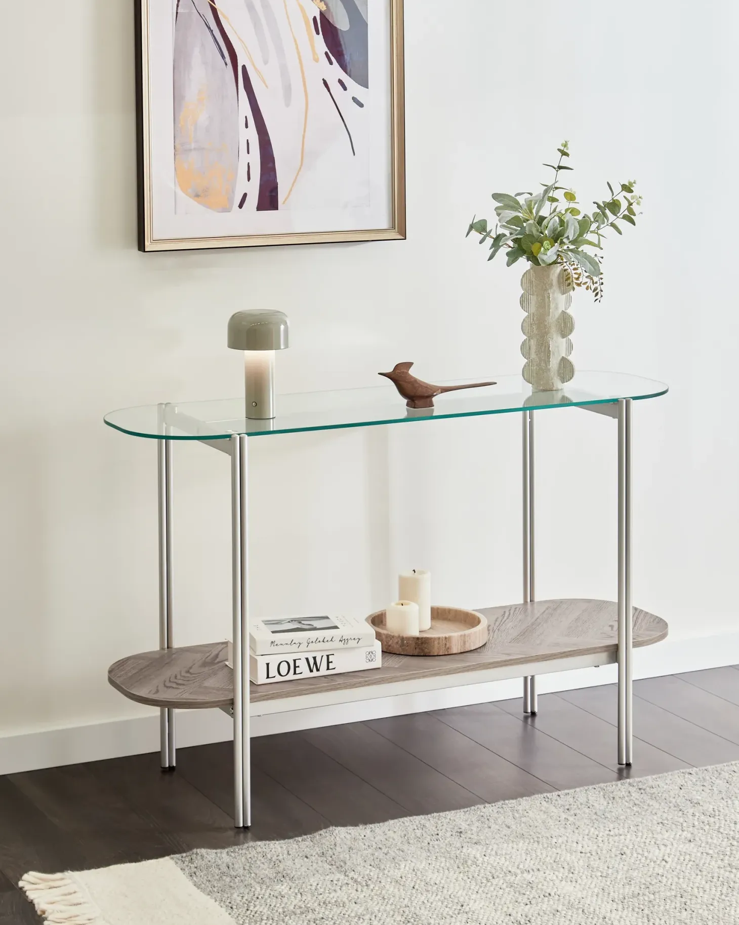 Konsolbord LOVELL Hærdet glas Sølv