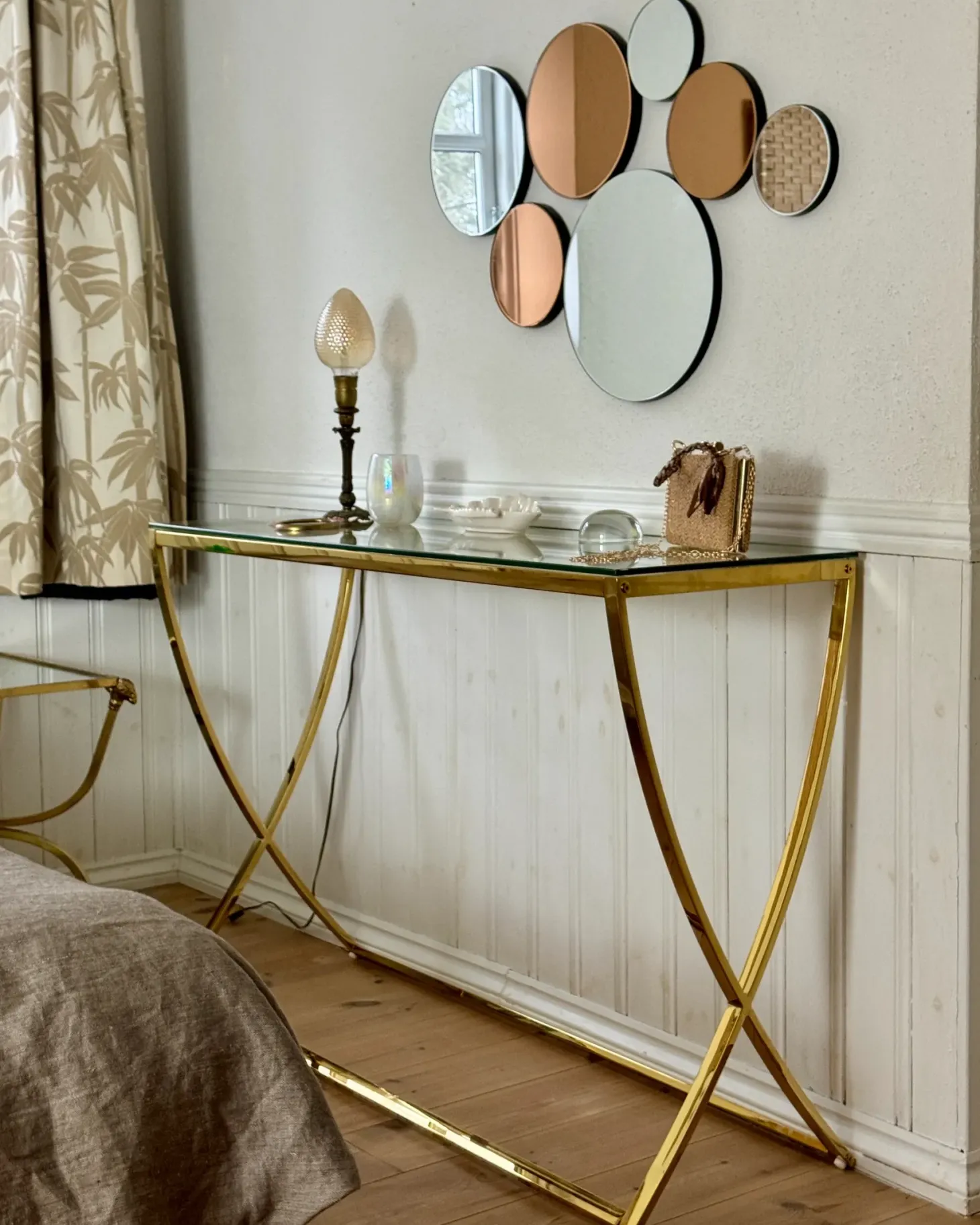 Konsolbord RINGGOLD Hærdet glas Guld