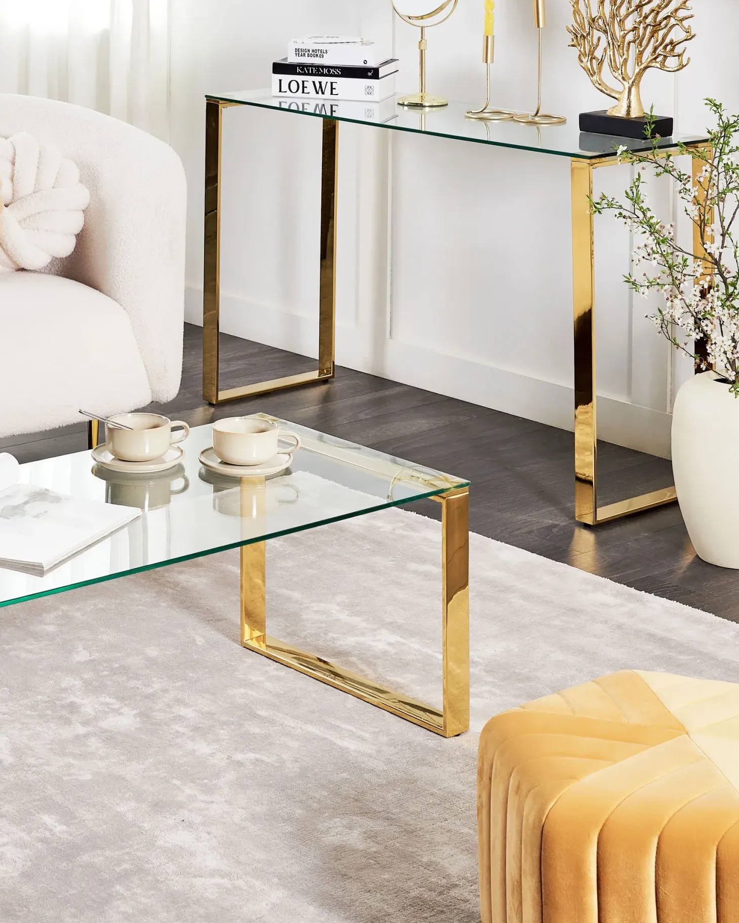 Konsolbord TILON Hærdet glas Guld