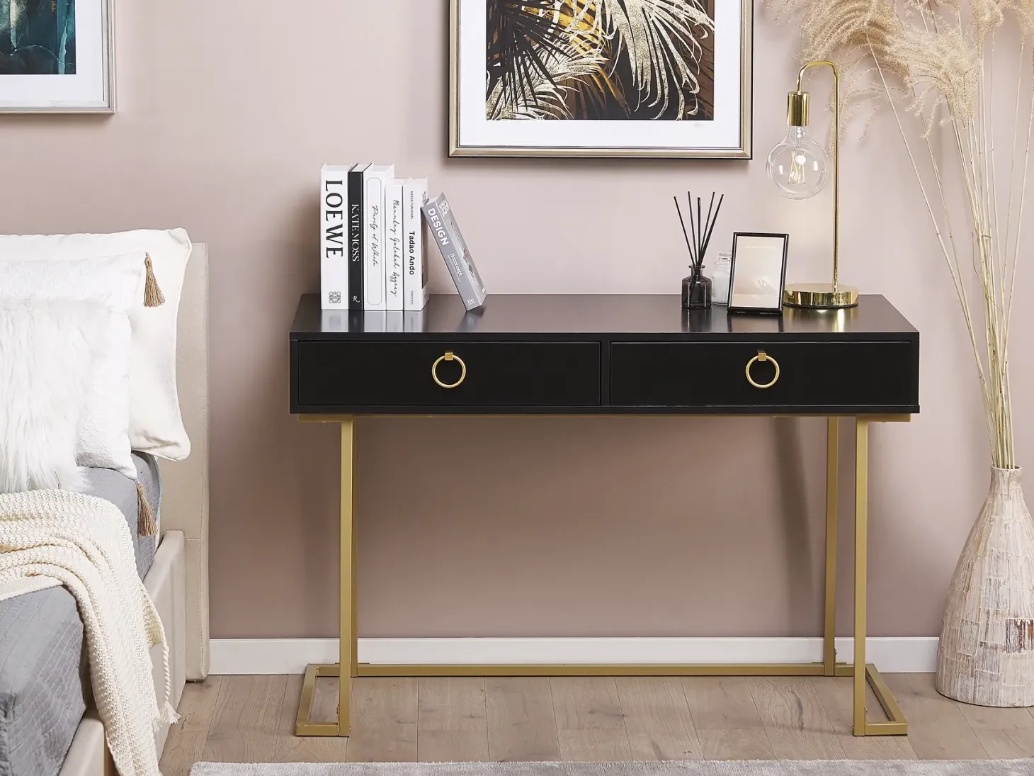 Konsolbord WESTPORT Sort/guld 115 cm 50 cm med skuffer