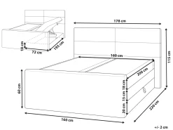 Kontinentalseng med opbevaring ARISTOCRAT Lysegrå 160 x 200 cm