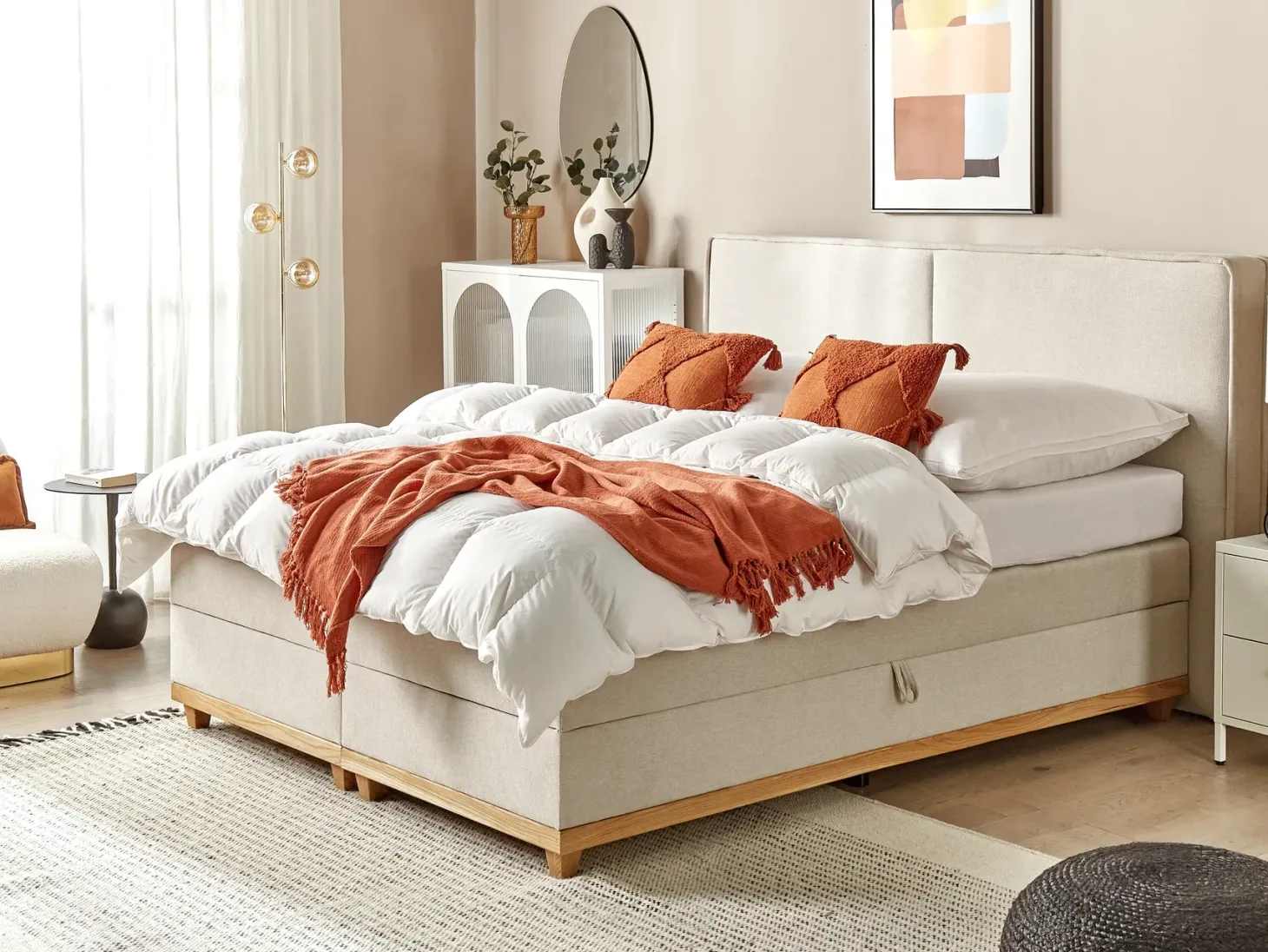 Kontinentalseng med opbevaring DYNASTY Beige 180 x 200 cm