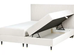 Kontinentalseng med opbevaring DAME Velour Cremehvid 180 x 200 cm