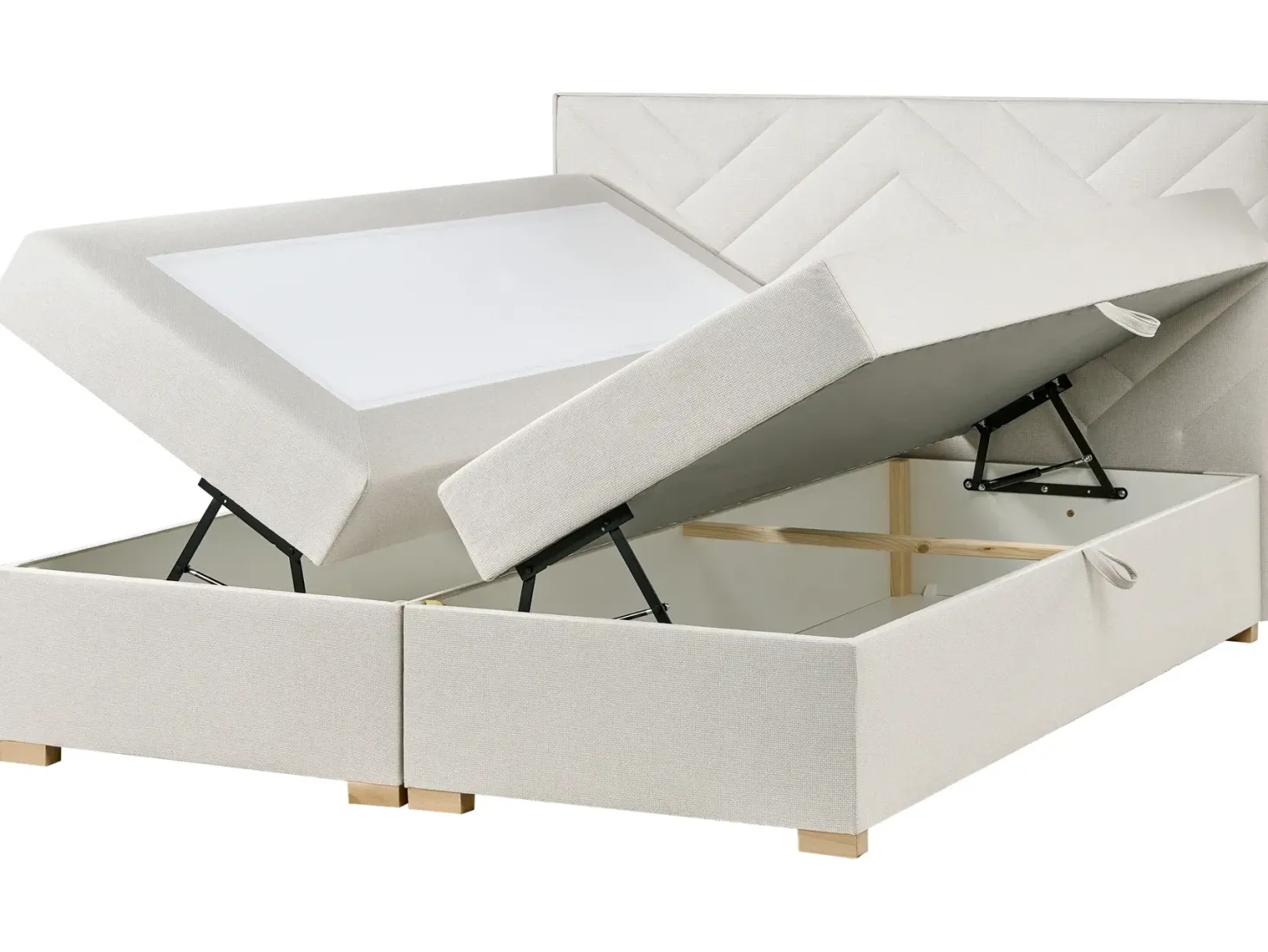 Kontinentalseng med opbevaring ESQUIRE Cremehvid 180 x 200 cm