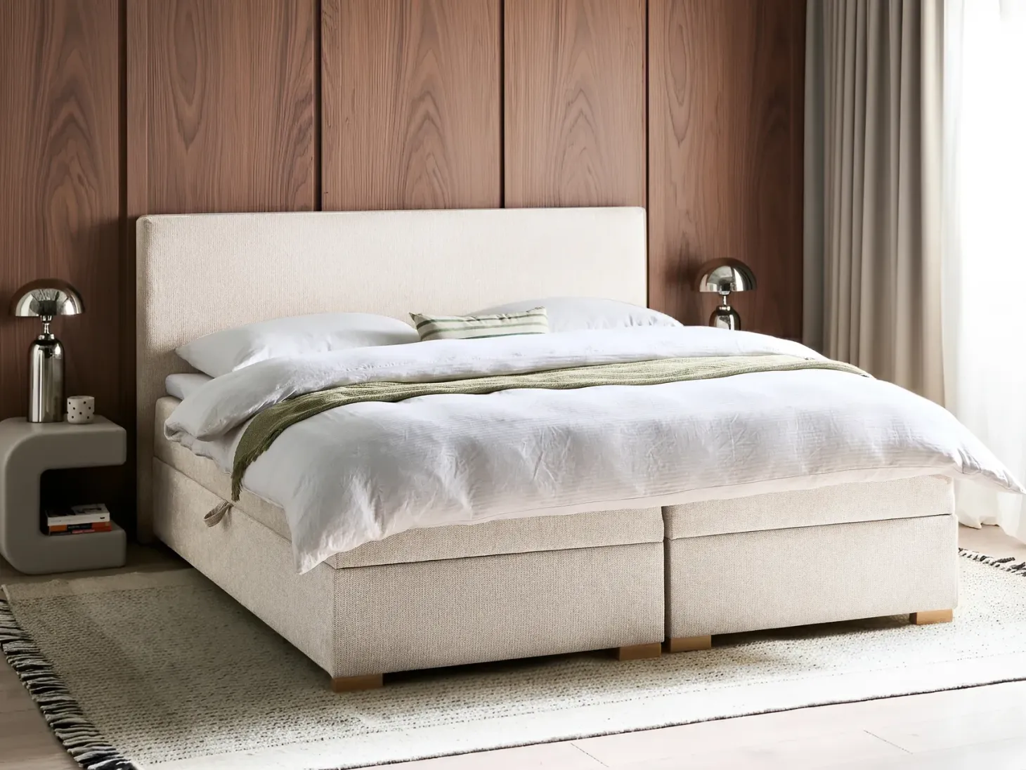 Kontinentalseng med opbevaring MAJOR Lys Beige 180 x 200 cm