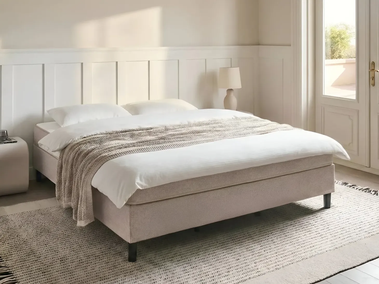 Kontinental seng uden hovedgærde COUNTESS 180 x 200 cm Beige