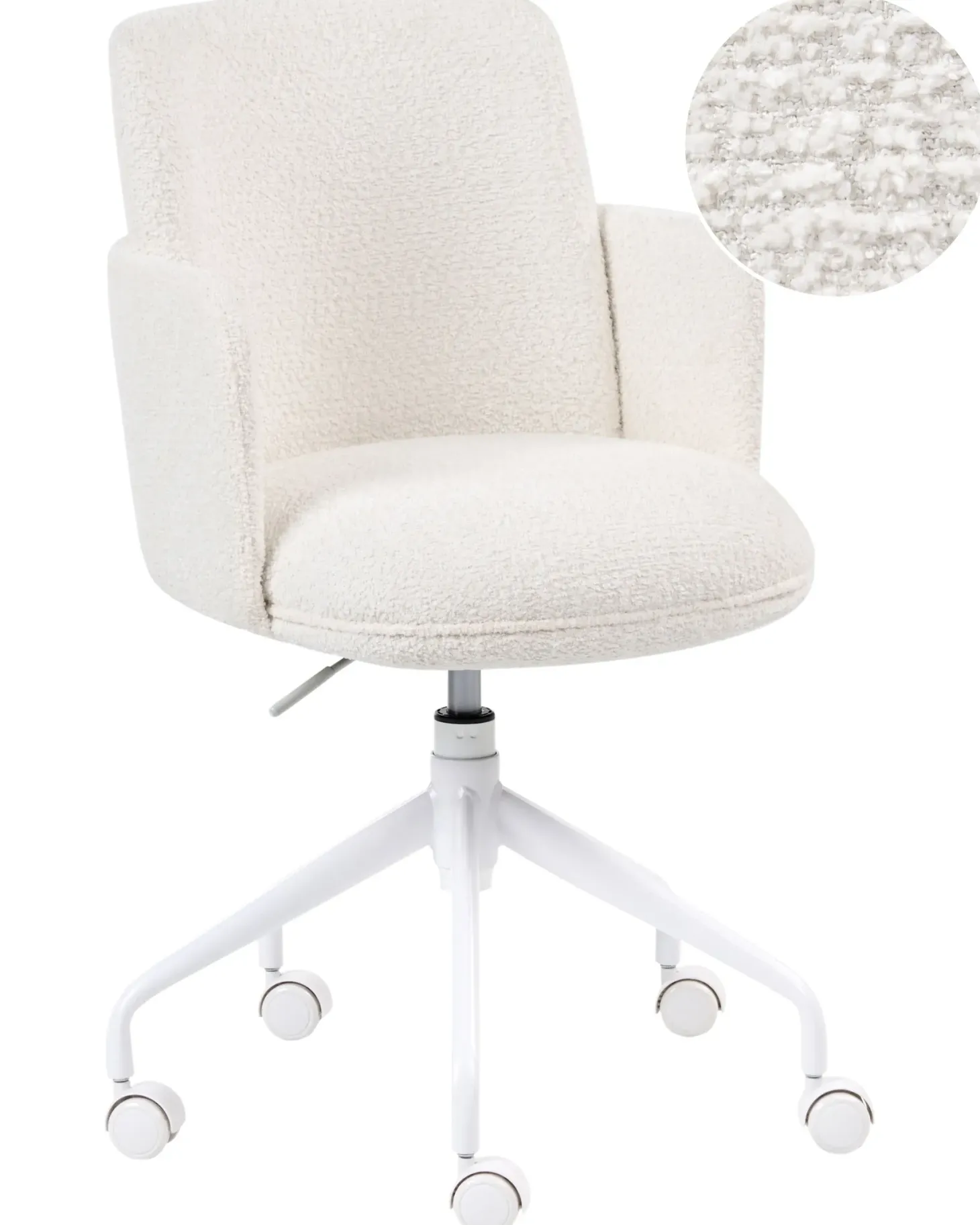 Kontorstol DRYDEN Boucle Cremehvid