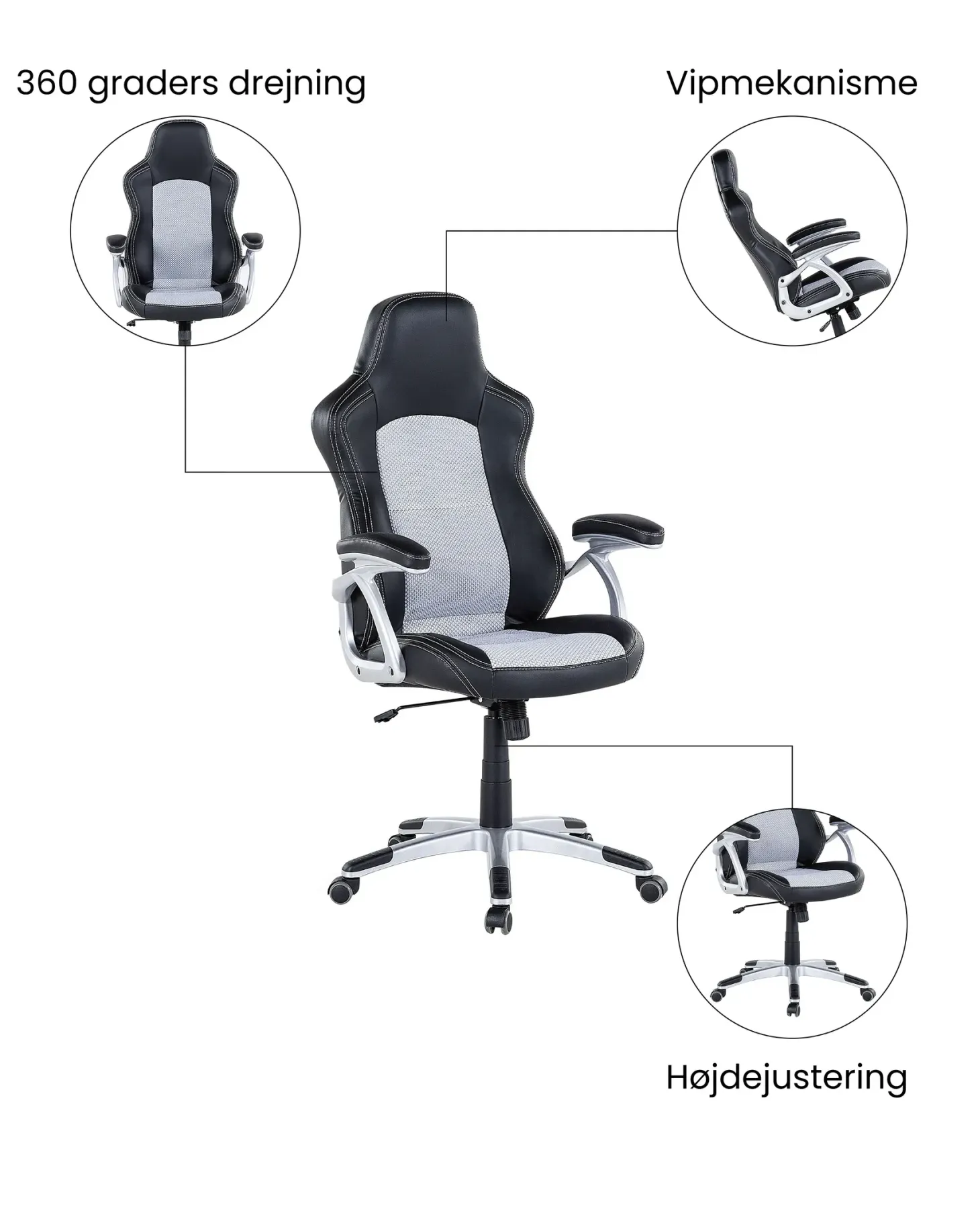 Kontorstol EXPLORER Kunstlæder Sort