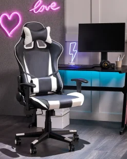 Kontorstol GAMER Kunstlæder Hvid
