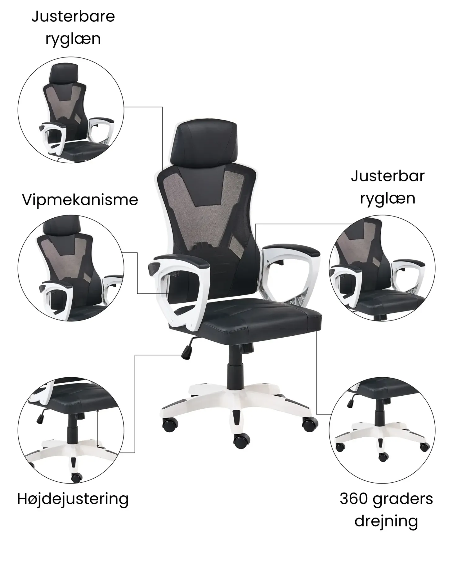 Kontorstol IGNIS Kunstlæder Hvid