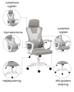 Kontorstol IGNIS Kunstlæder Lysegrå