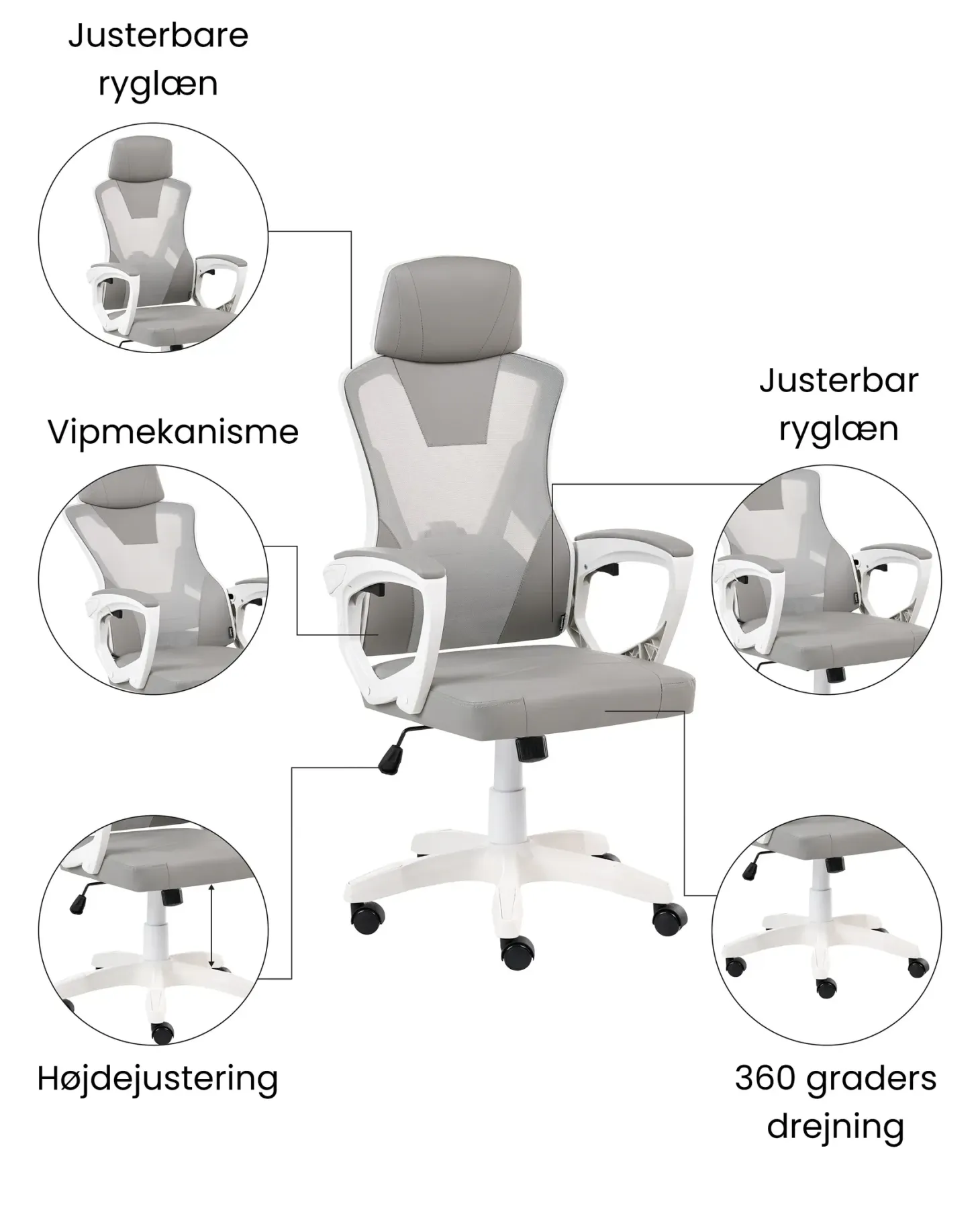 Kontorstol IGNIS Kunstlæder Lysegrå