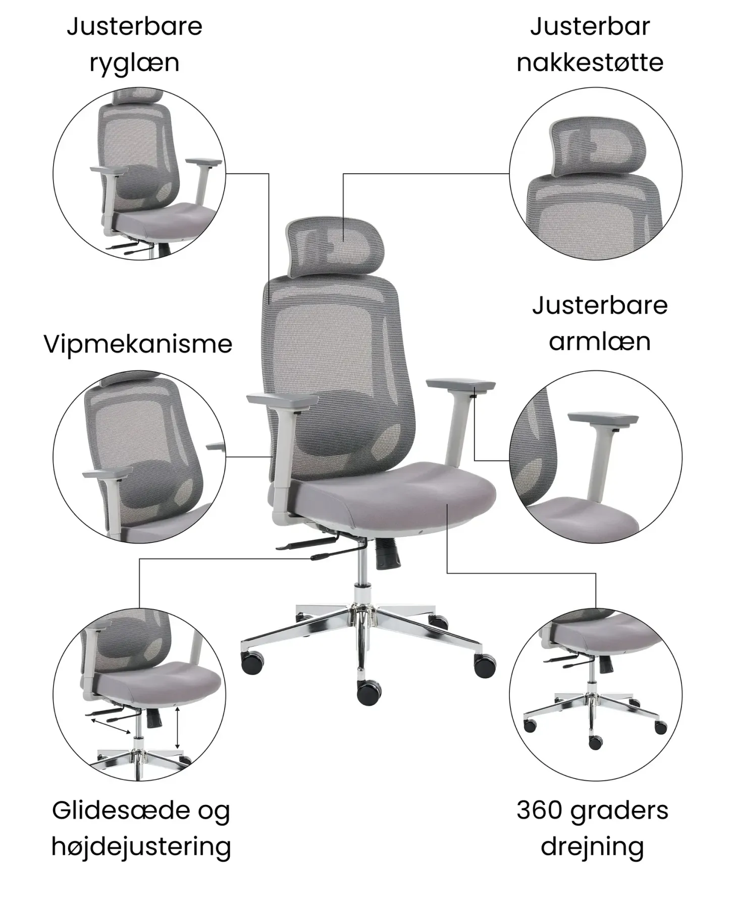 Kontorstol OLYRA Grå