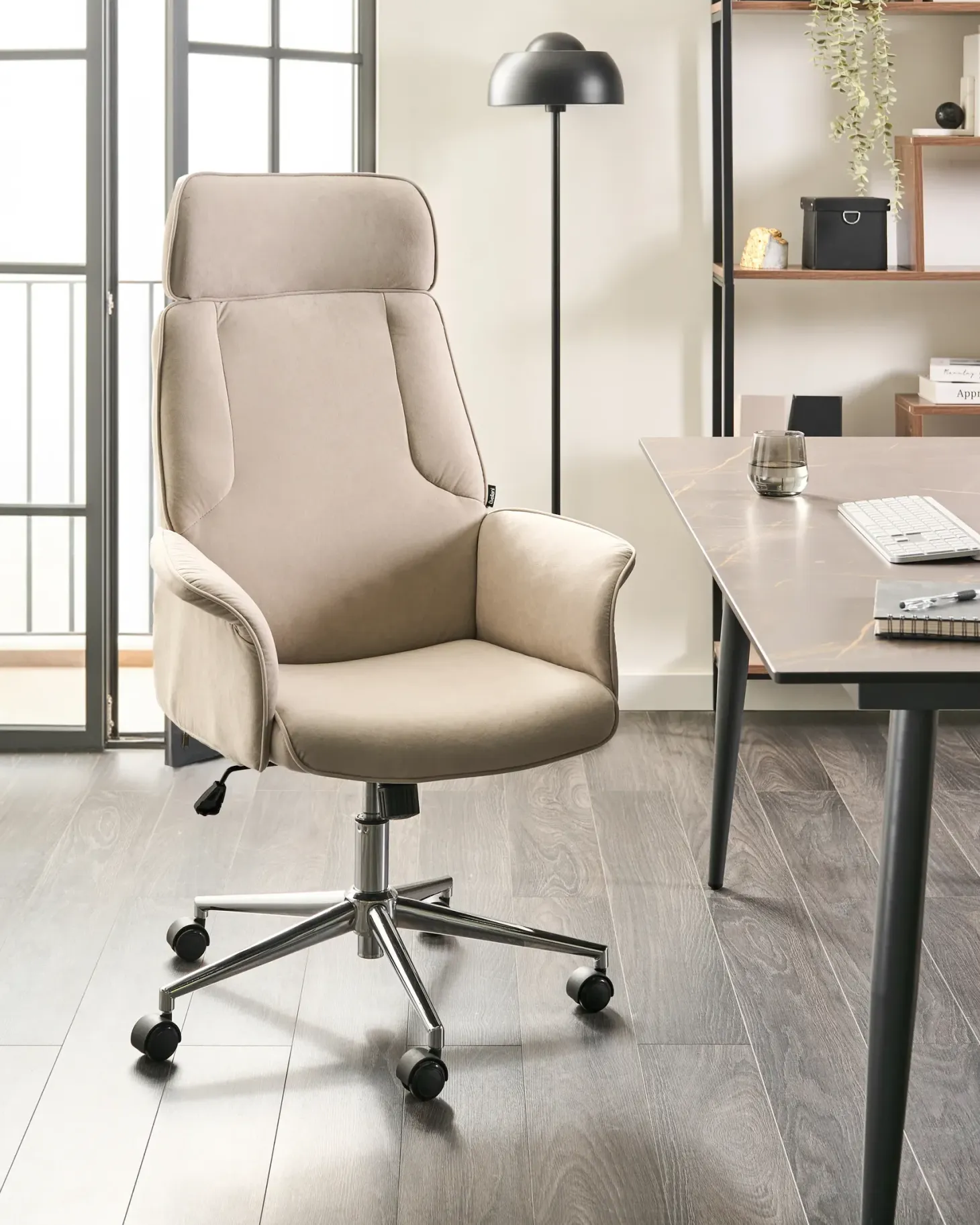 Kontorstol PILOT Velour Lys Beige