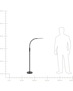 Konvertibel LED-gulv- og klemmelampe APUS Med fjernbetjening Med dæmpning Metal Sort