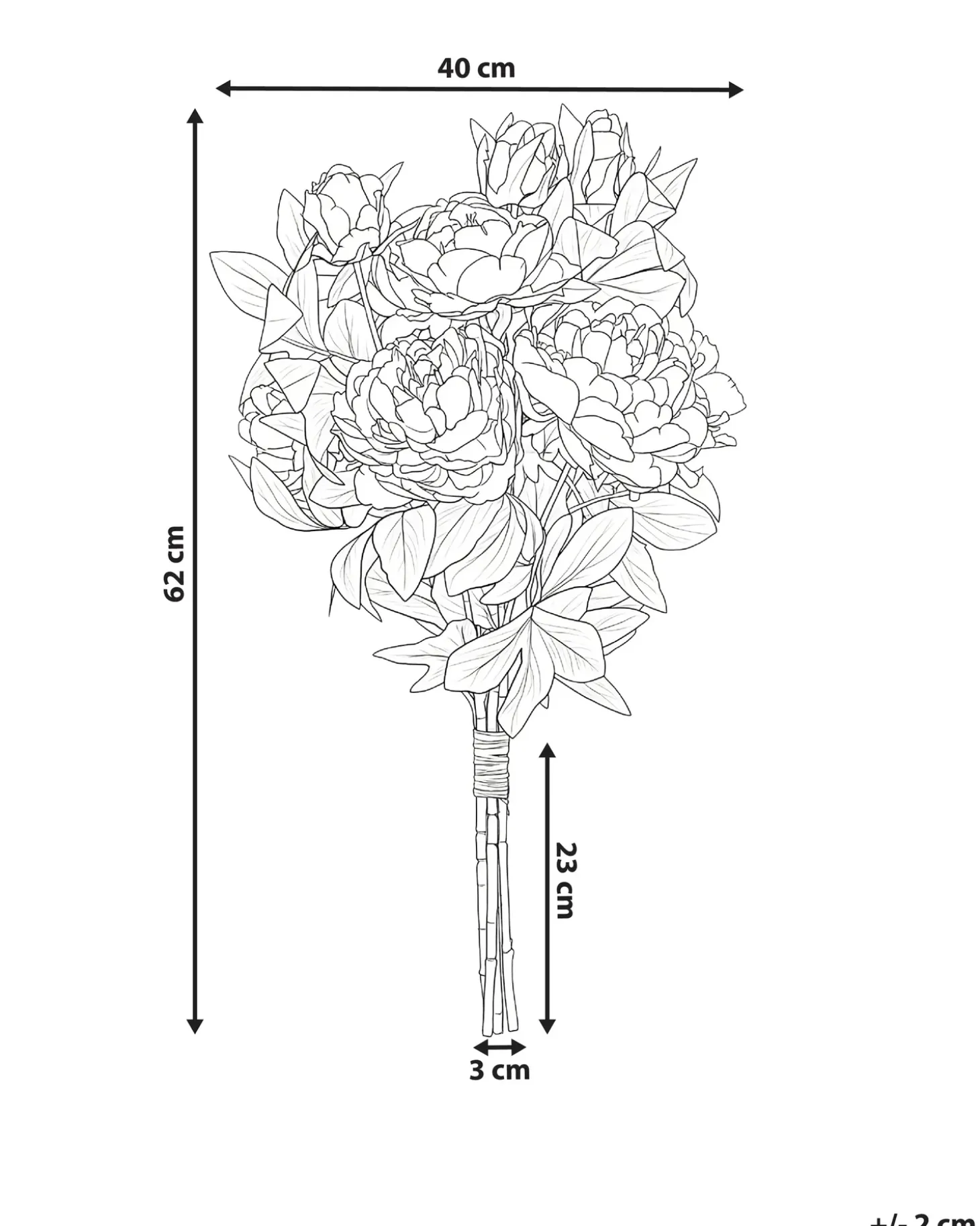 Kunstig blomsterbuket COLARES 62 cm Lyserød
