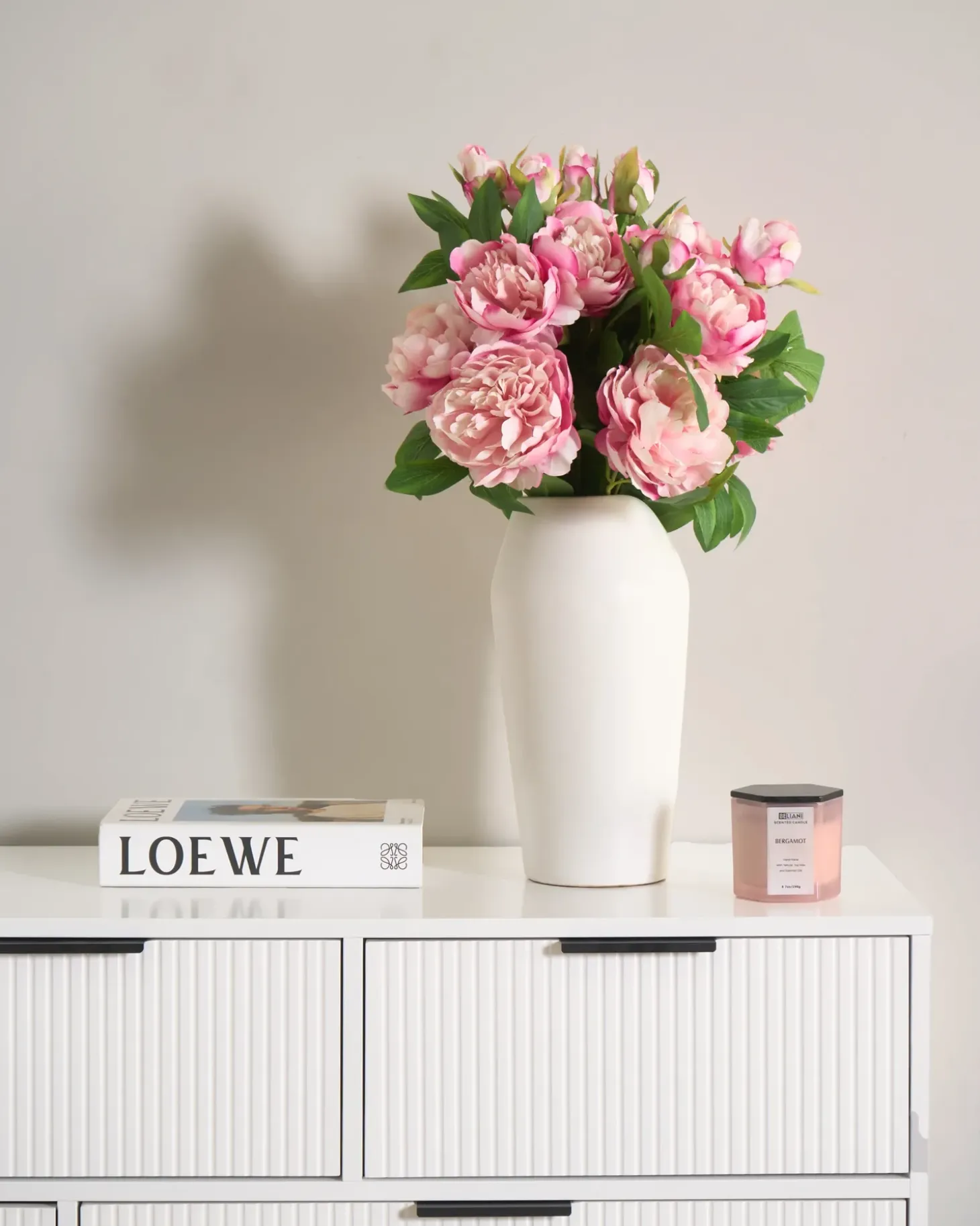 Kunstig blomsterbuket COLARES 62 cm Lyserød