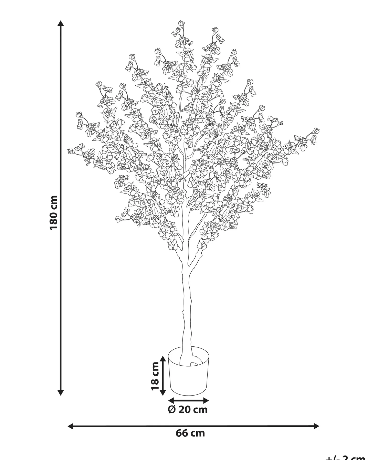 Kunstig plante CHERRY TREE 180 cm Lyserød