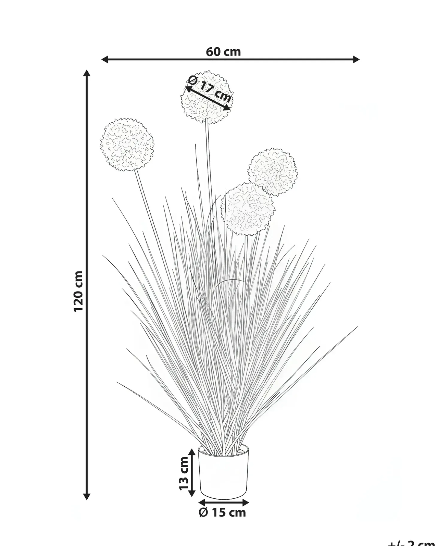 Kunstig plante SNOWBALL BUSH 120 cm Hvid
