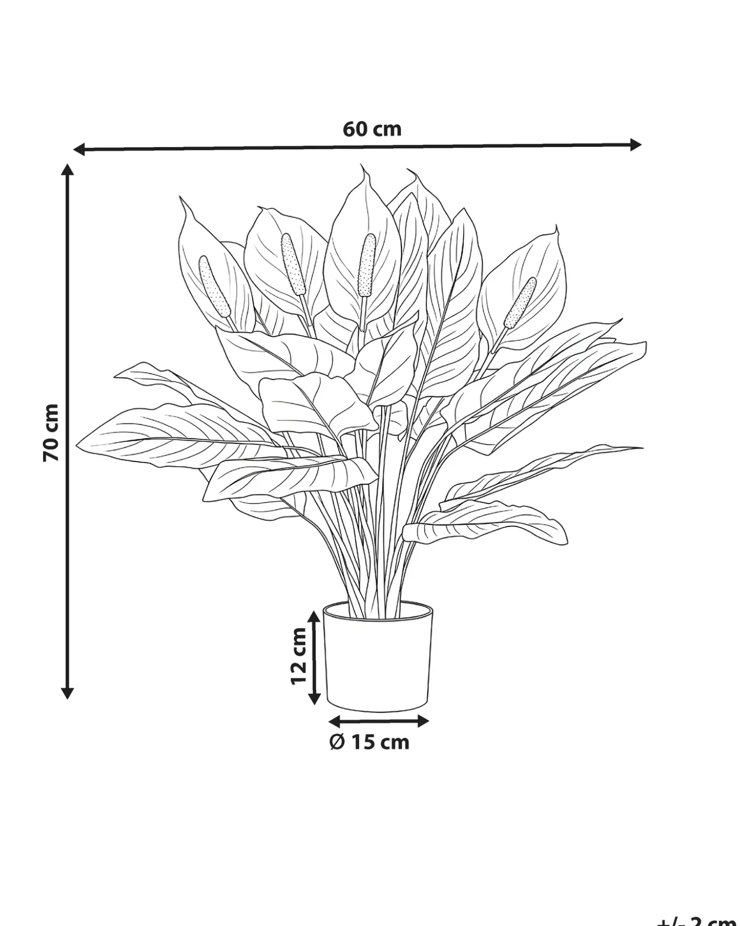 Kunstig plante SPATHPHYLLUM 70 cm Grøn
