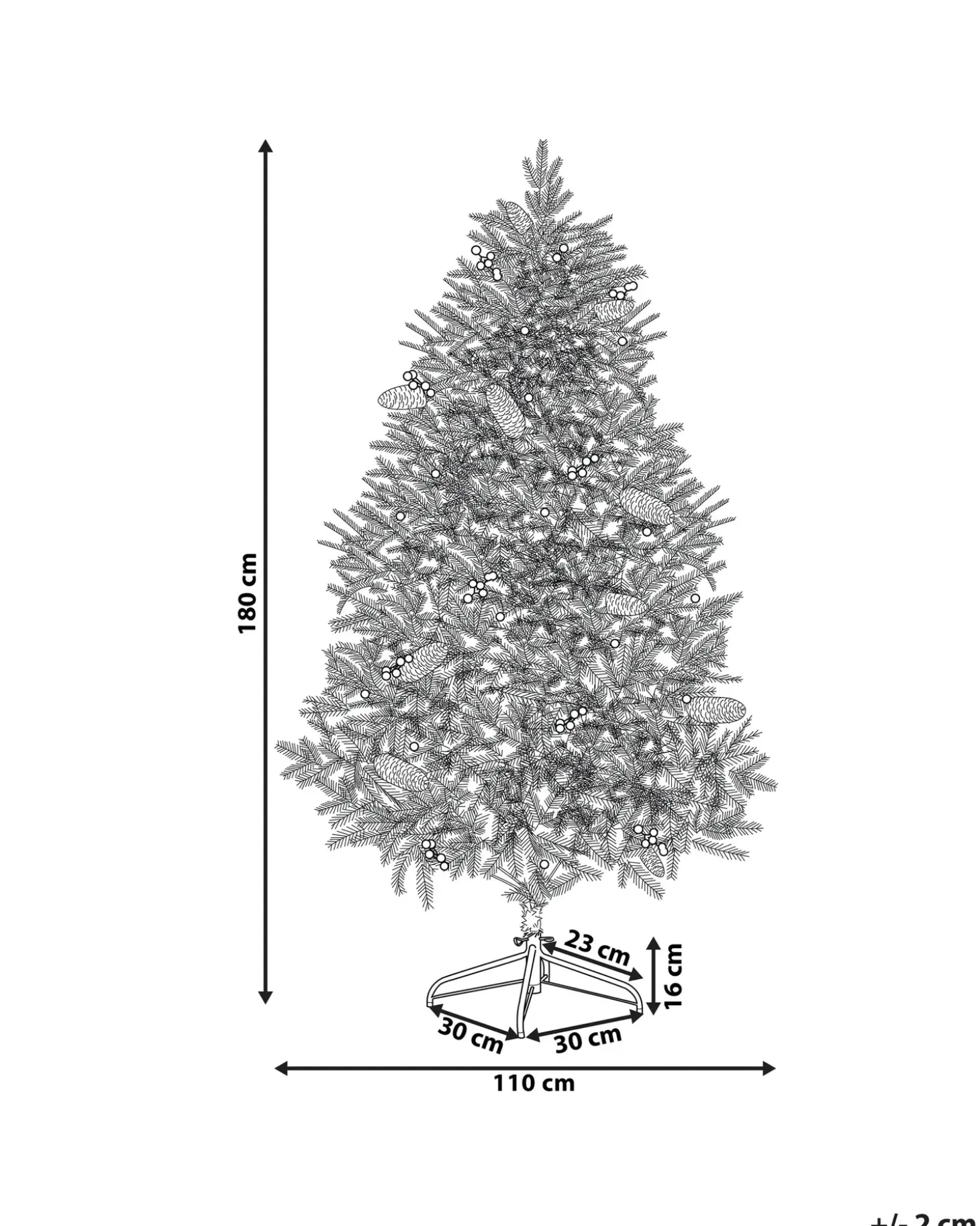 Kunstigt juletræ LED PALOMAR 180 cm Mørkegrøn