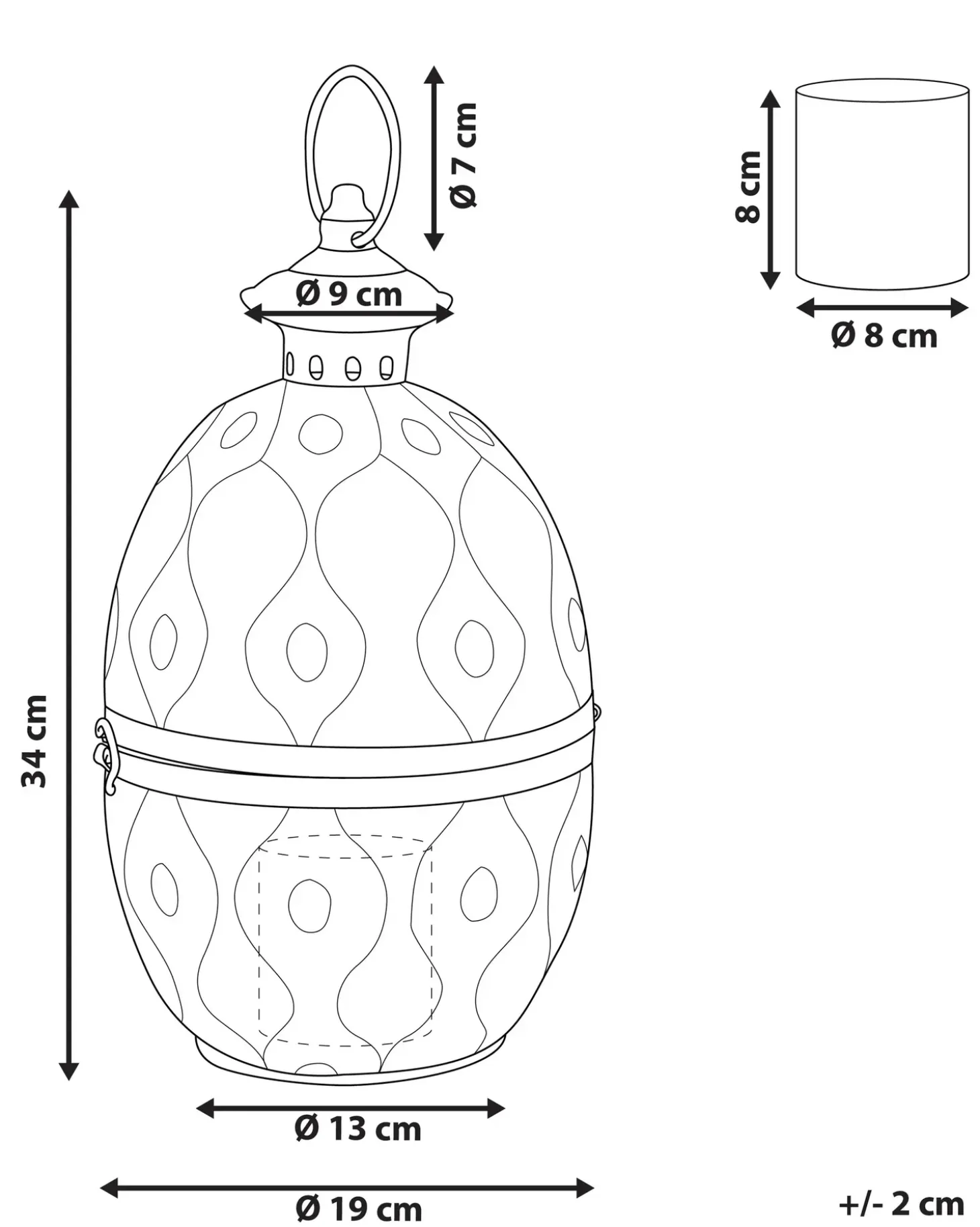 Lanterne AMORGOS Metal 34 cm Guld