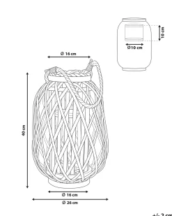 Lanterne MAURITIUS Piletræ 40 cm Naturlig