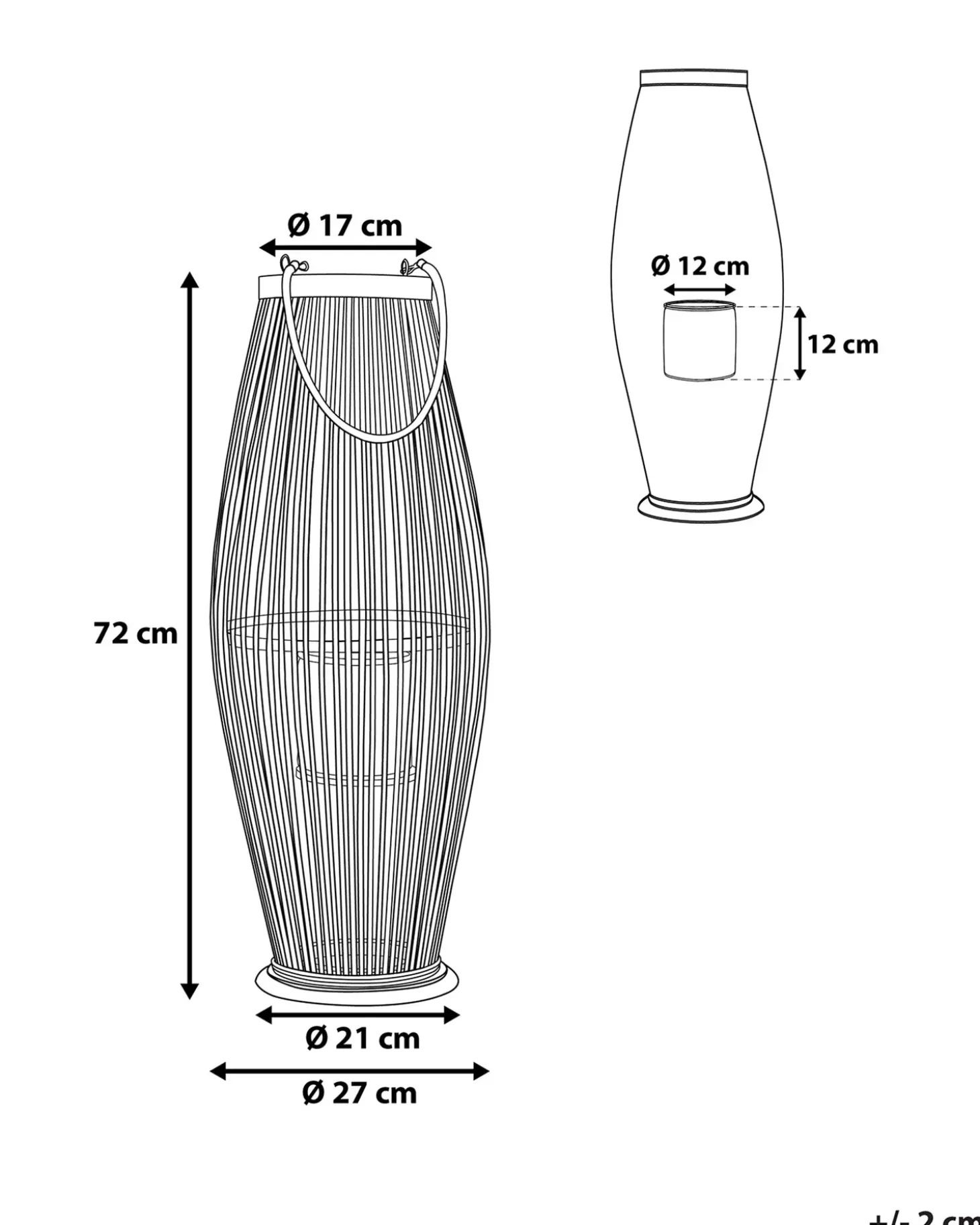 Lanterne TAHITI Bambus 72 cm Naturlig