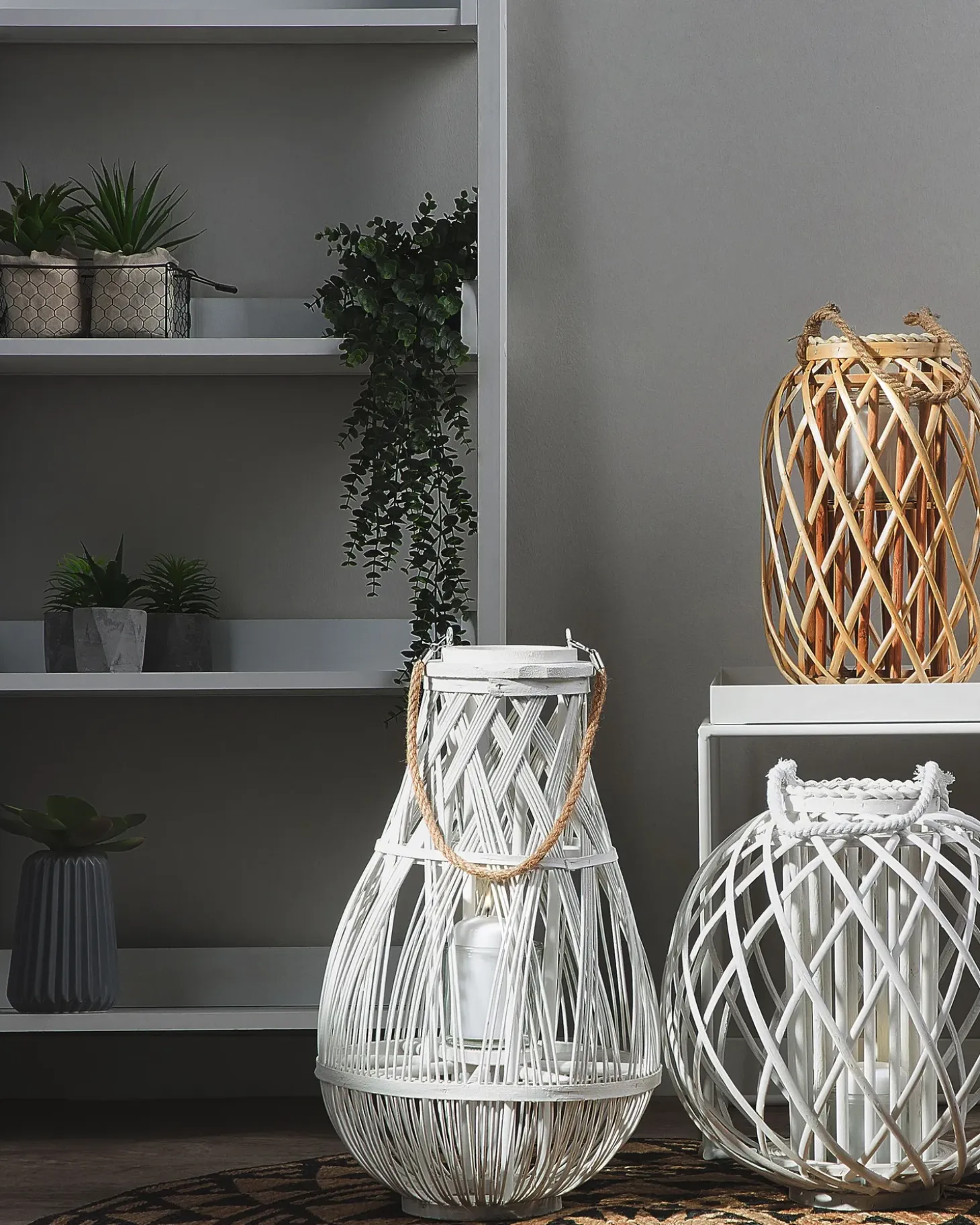 Lanterne TONGA Bambus 77 cm Hvid