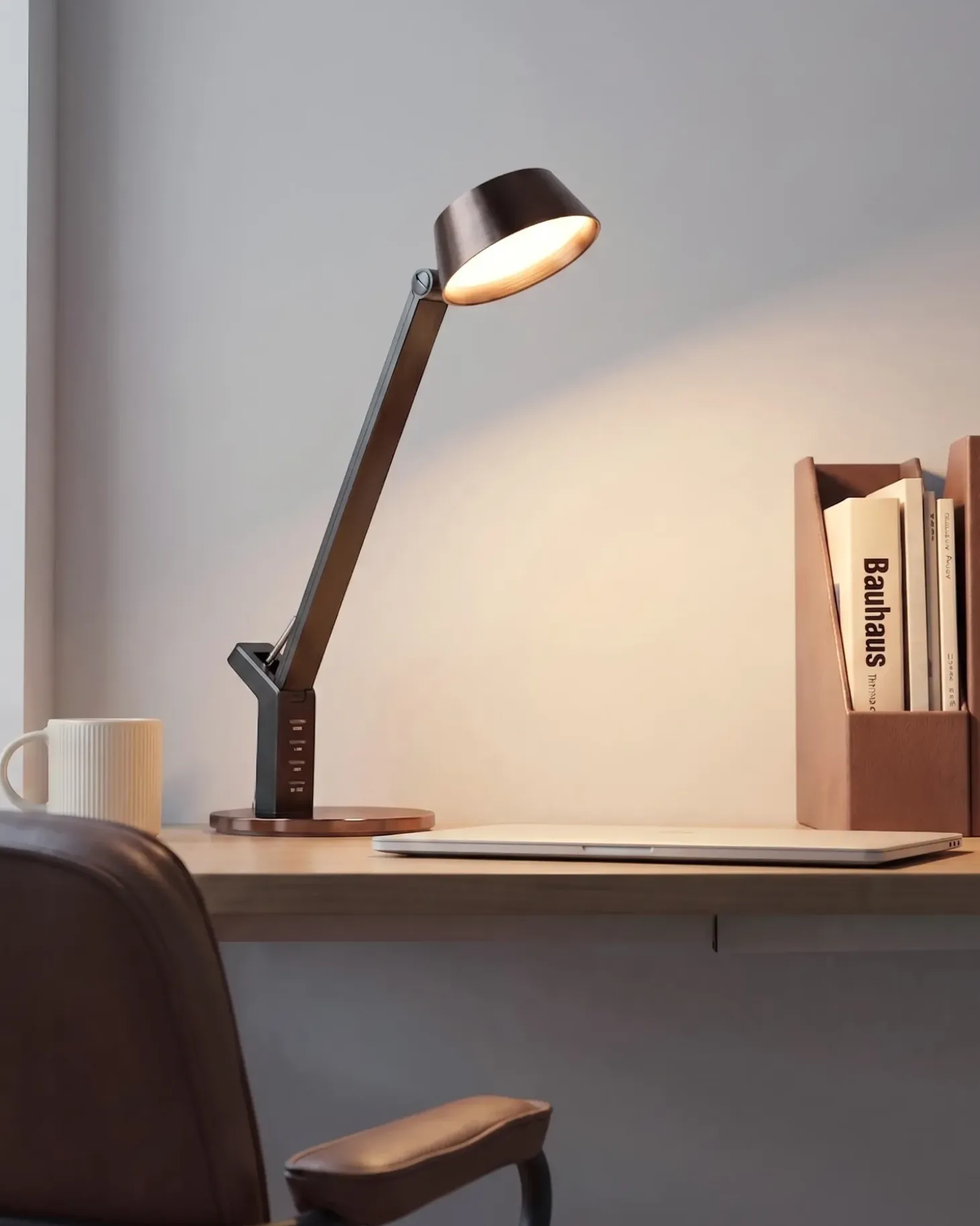 LED skrivebordslampe CHAMAELEON med USB-port Metal Messing