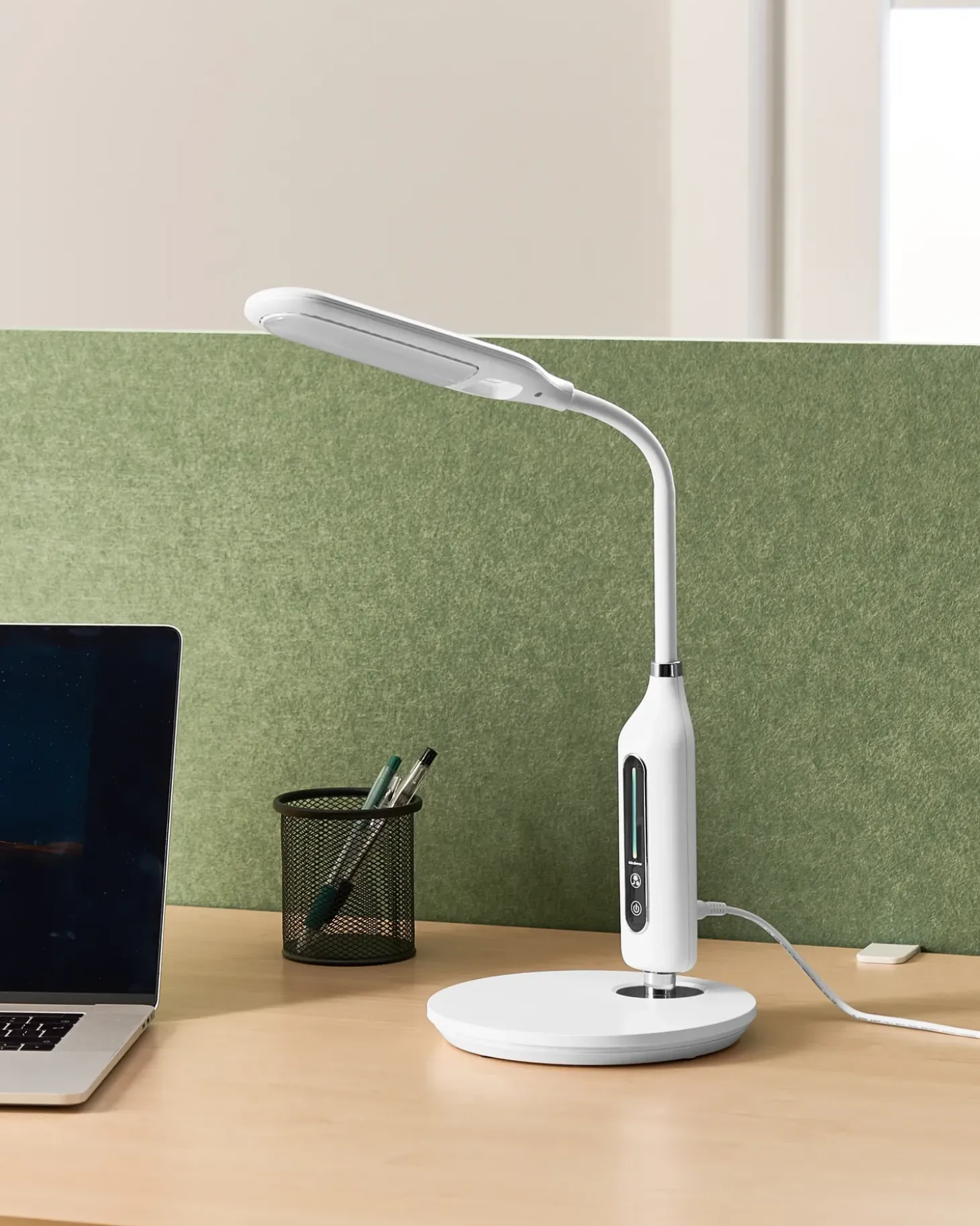 LED skrivebordslampe CYGNUS Med dæmpning Metal Hvid