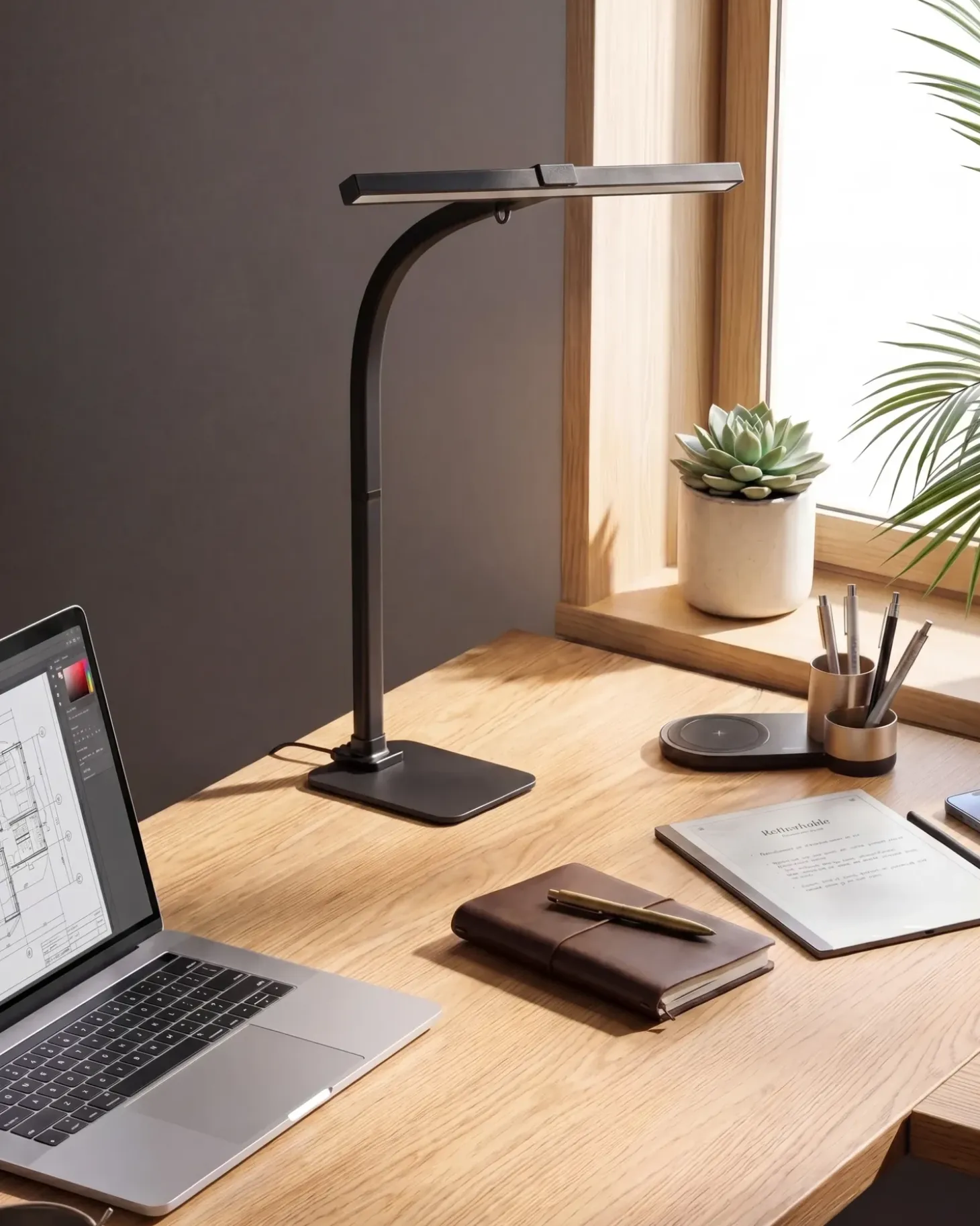 LED skrivebordslampe KOURIS Med bevægelsessensor Metal Sort