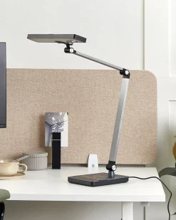 LED skrivebordslampe LACERTA Med trådløs oplader Metal Sort